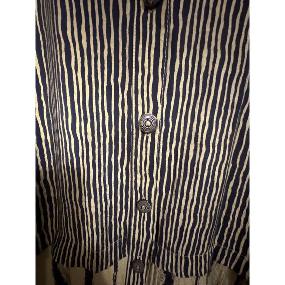 Ali Miles Womens 3X Black & Yellow Button-Front Striped Tunic Blouse Loose Fit - Picture 4 of 6